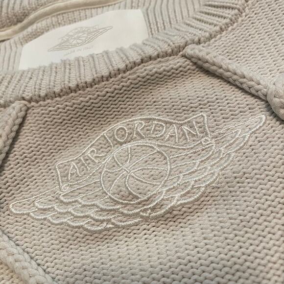 Air Jordan Wings Collection Cable Knit Sweater Mens Large Made In Italy Cream - Picture 3 of 13